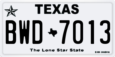 TX license plate BWD7013
