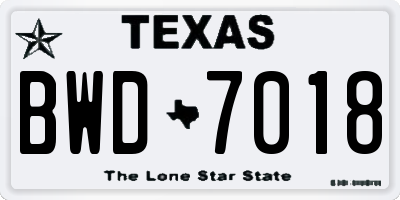 TX license plate BWD7018