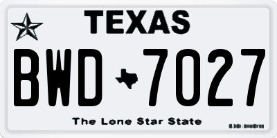 TX license plate BWD7027
