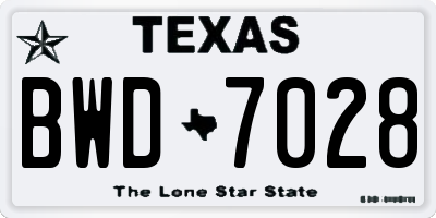 TX license plate BWD7028
