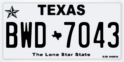 TX license plate BWD7043