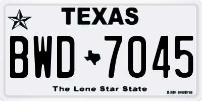 TX license plate BWD7045