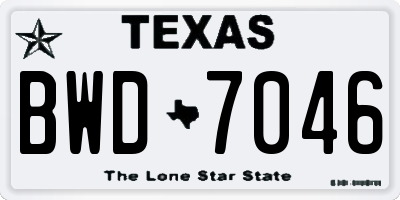 TX license plate BWD7046