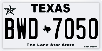 TX license plate BWD7050