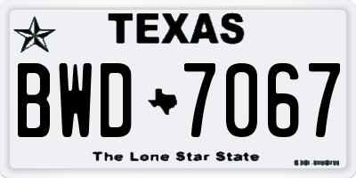 TX license plate BWD7067