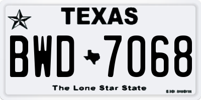 TX license plate BWD7068