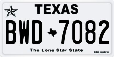 TX license plate BWD7082