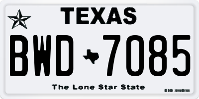TX license plate BWD7085