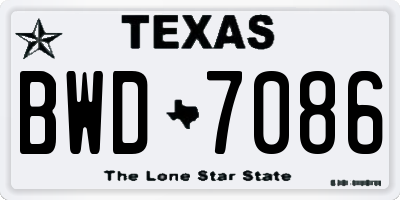 TX license plate BWD7086