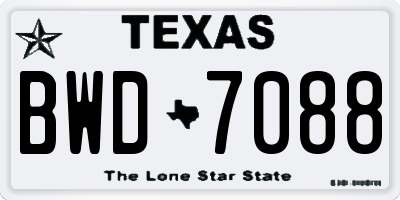 TX license plate BWD7088