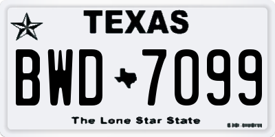 TX license plate BWD7099