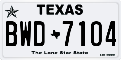 TX license plate BWD7104
