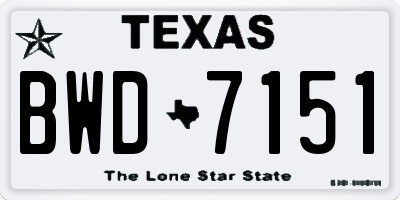 TX license plate BWD7151