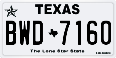 TX license plate BWD7160