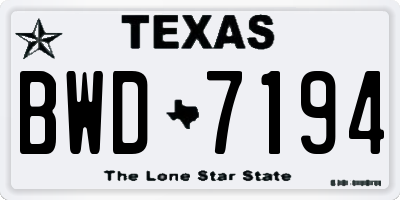 TX license plate BWD7194