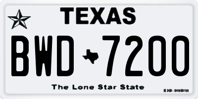 TX license plate BWD7200