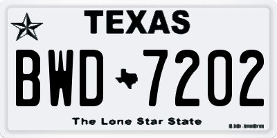 TX license plate BWD7202