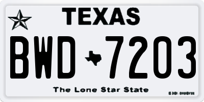 TX license plate BWD7203