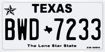 TX license plate BWD7233