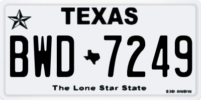 TX license plate BWD7249