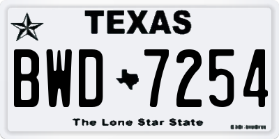 TX license plate BWD7254