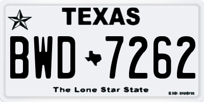 TX license plate BWD7262