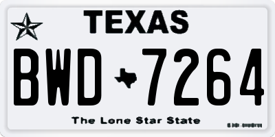 TX license plate BWD7264