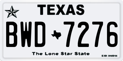 TX license plate BWD7276