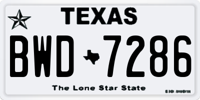 TX license plate BWD7286