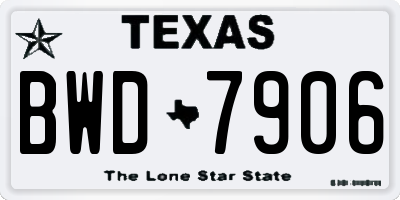 TX license plate BWD7906