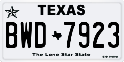 TX license plate BWD7923