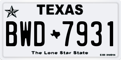 TX license plate BWD7931