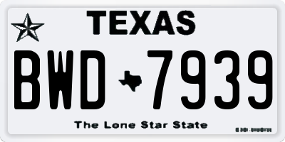 TX license plate BWD7939