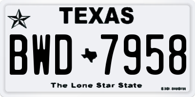 TX license plate BWD7958