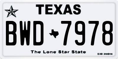 TX license plate BWD7978