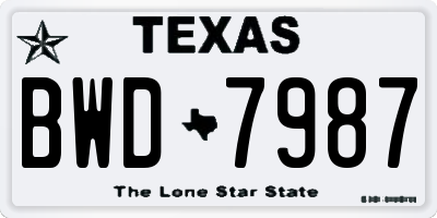 TX license plate BWD7987