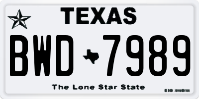 TX license plate BWD7989