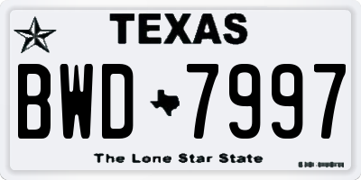 TX license plate BWD7997