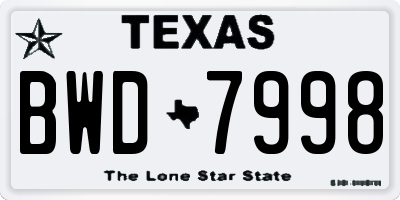 TX license plate BWD7998
