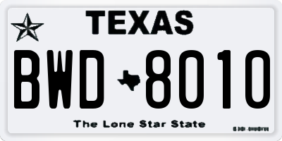 TX license plate BWD8010