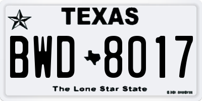 TX license plate BWD8017