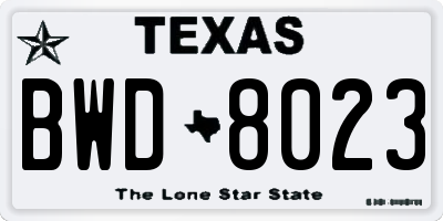 TX license plate BWD8023