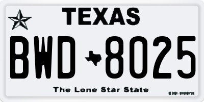 TX license plate BWD8025