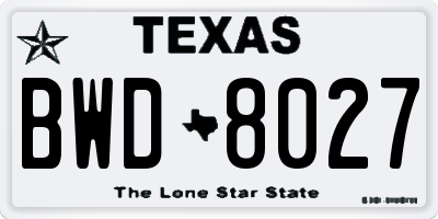 TX license plate BWD8027