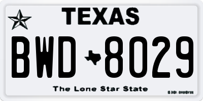 TX license plate BWD8029