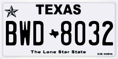 TX license plate BWD8032