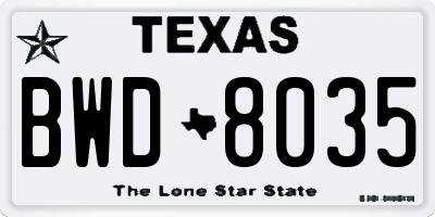 TX license plate BWD8035