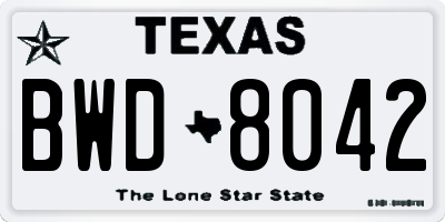 TX license plate BWD8042