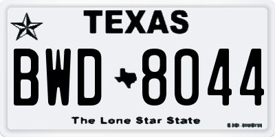 TX license plate BWD8044