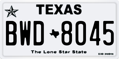 TX license plate BWD8045